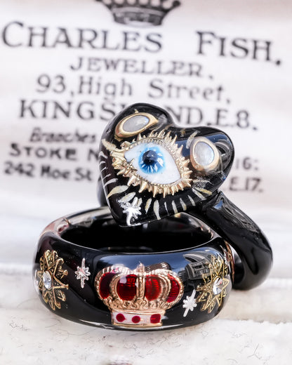 Royal destiny crown ring - black × red / ＃8