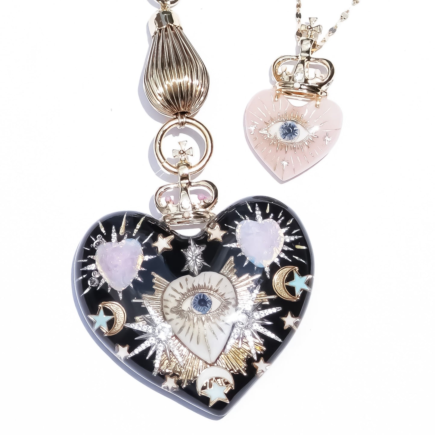 LOVE NECKLACE / EYE / HEART / CROWN / SMOKY PINK