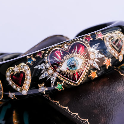 Sacred eye heart bracelet - black × rainbow