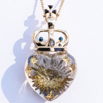 Mystic royal eye heart necklace - clear × gold