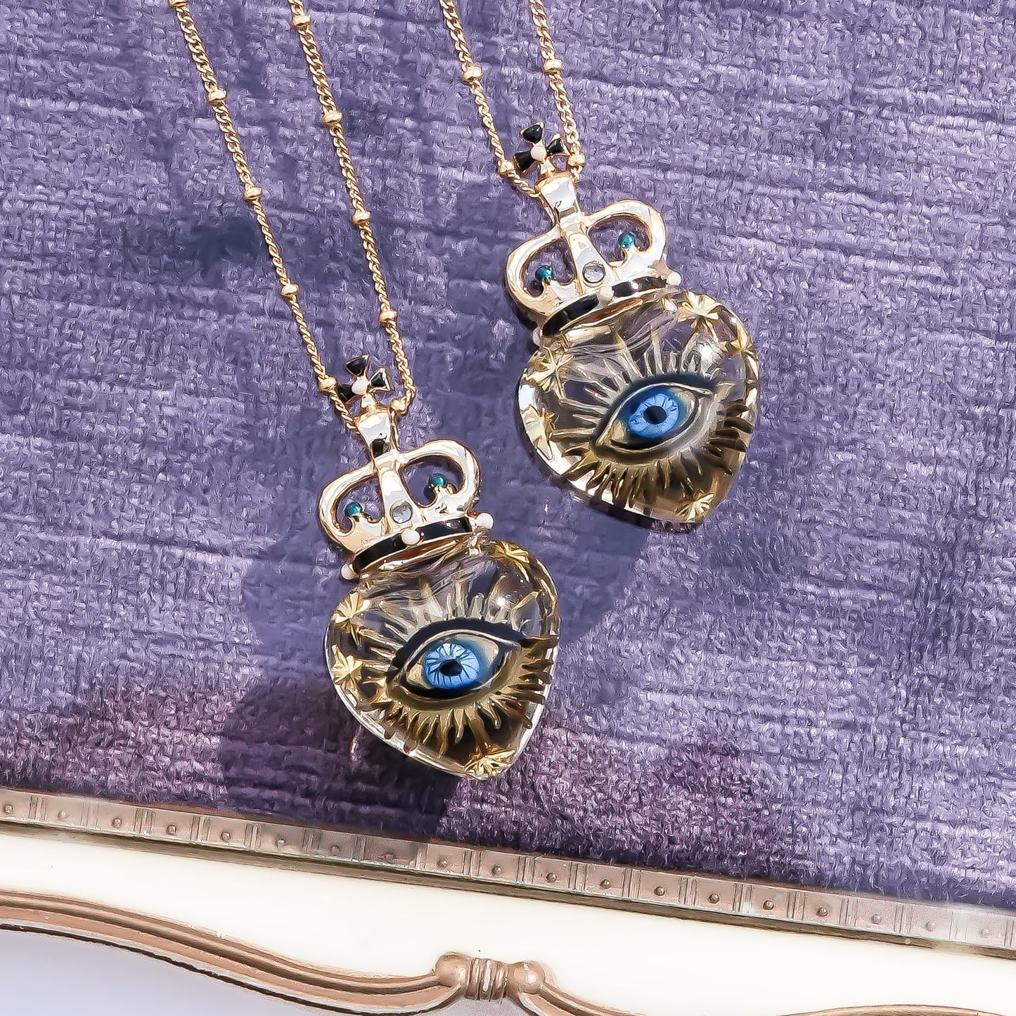 Mystic royal eye heart necklace - clear × gold