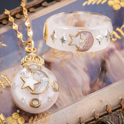 Moon star ring - smoky white / ＃13