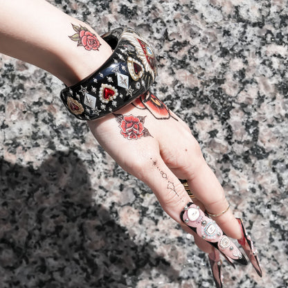 Sacred heart eye bracelet - Black×Red / Medium