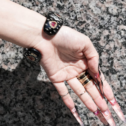 Sacred heart eye bracelet - Black×Red / Medium