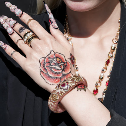 Lucky swallow heart bracelet – Smoky pink×Red