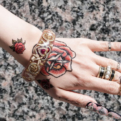 Lucky swallow heart bracelet – Smoky pink×Red