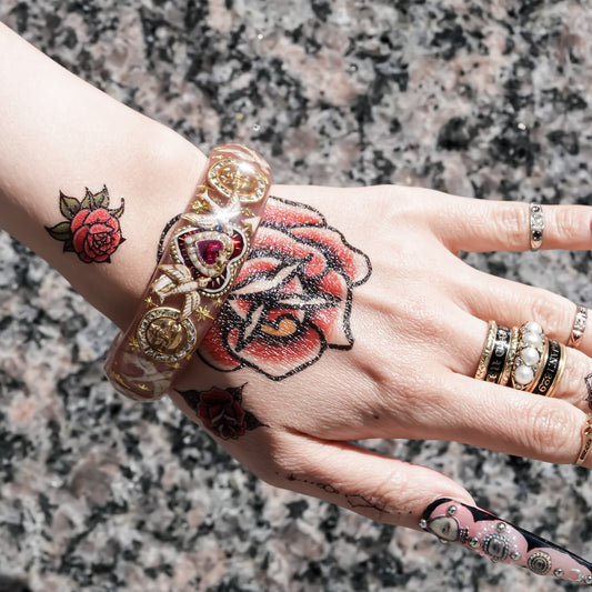Lucky swallow heart bracelet – Smoky pink×Red