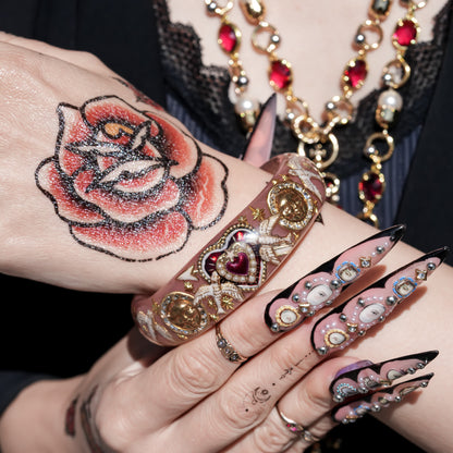 Lucky swallow heart bracelet – Smoky pink×Red