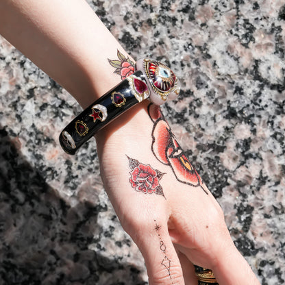 Mystic eye heart bracelet - black × red