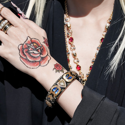 Golden heart & horseshoe bracelet – Black×Gold