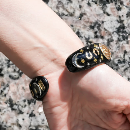Golden heart & horseshoe bracelet – Black×Gold