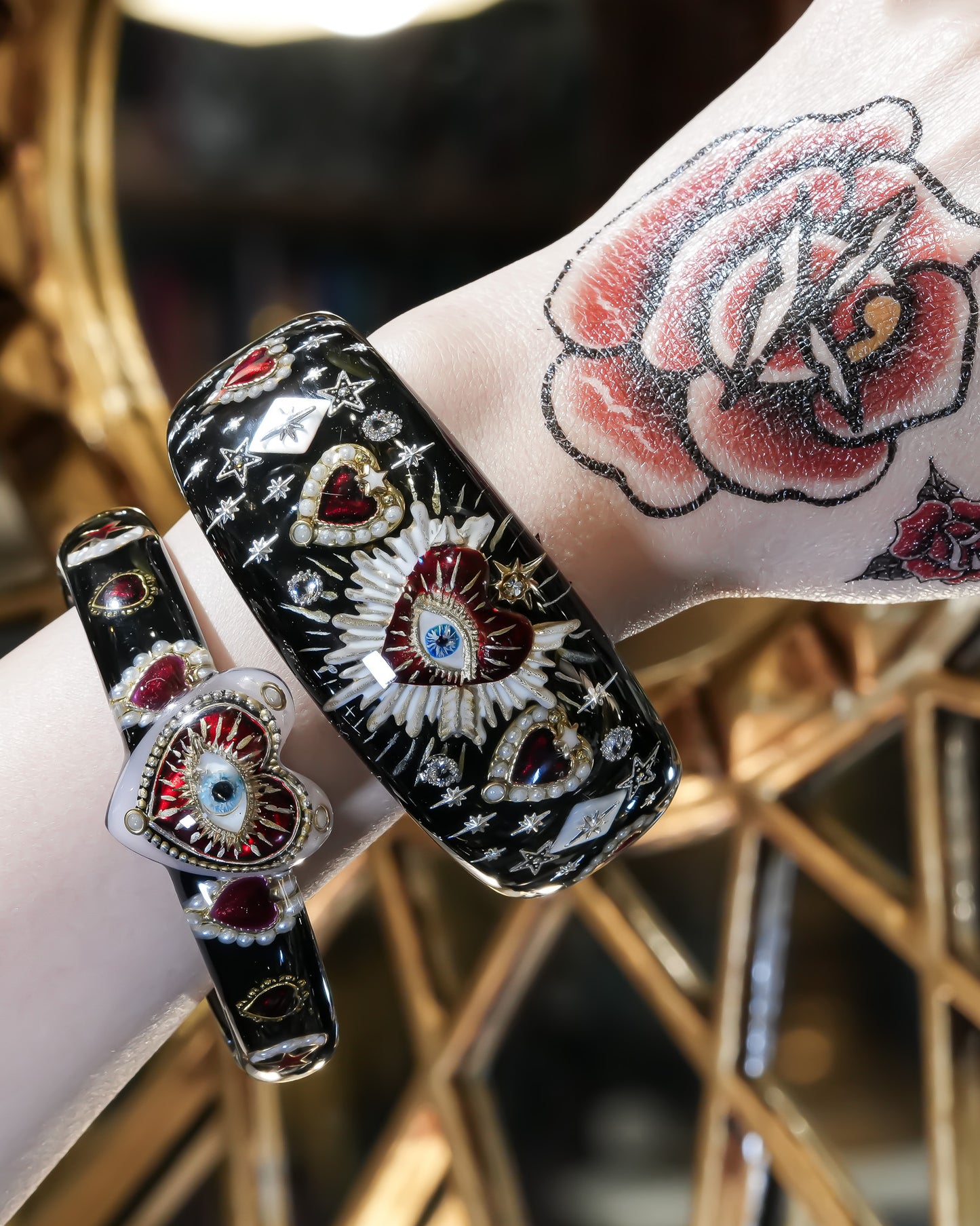 Mystic eye heart bracelet - black × red