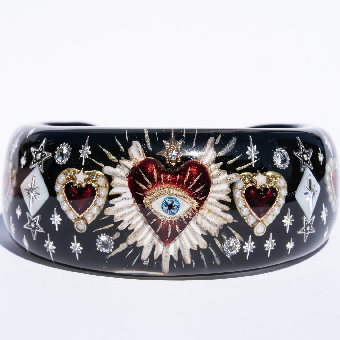 Sacred heart eye bracelet - Black×Red / Medium