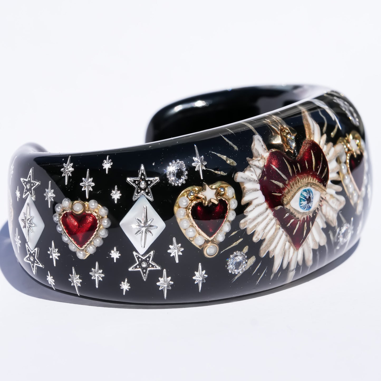 Sacred heart eye bracelet - Black×Red / Medium