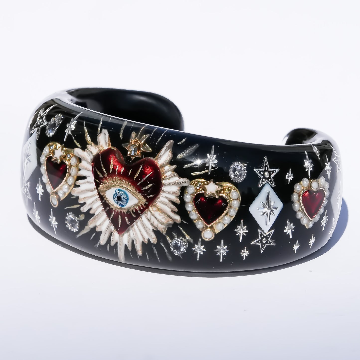 Sacred heart eye bracelet - Black×Red / Medium