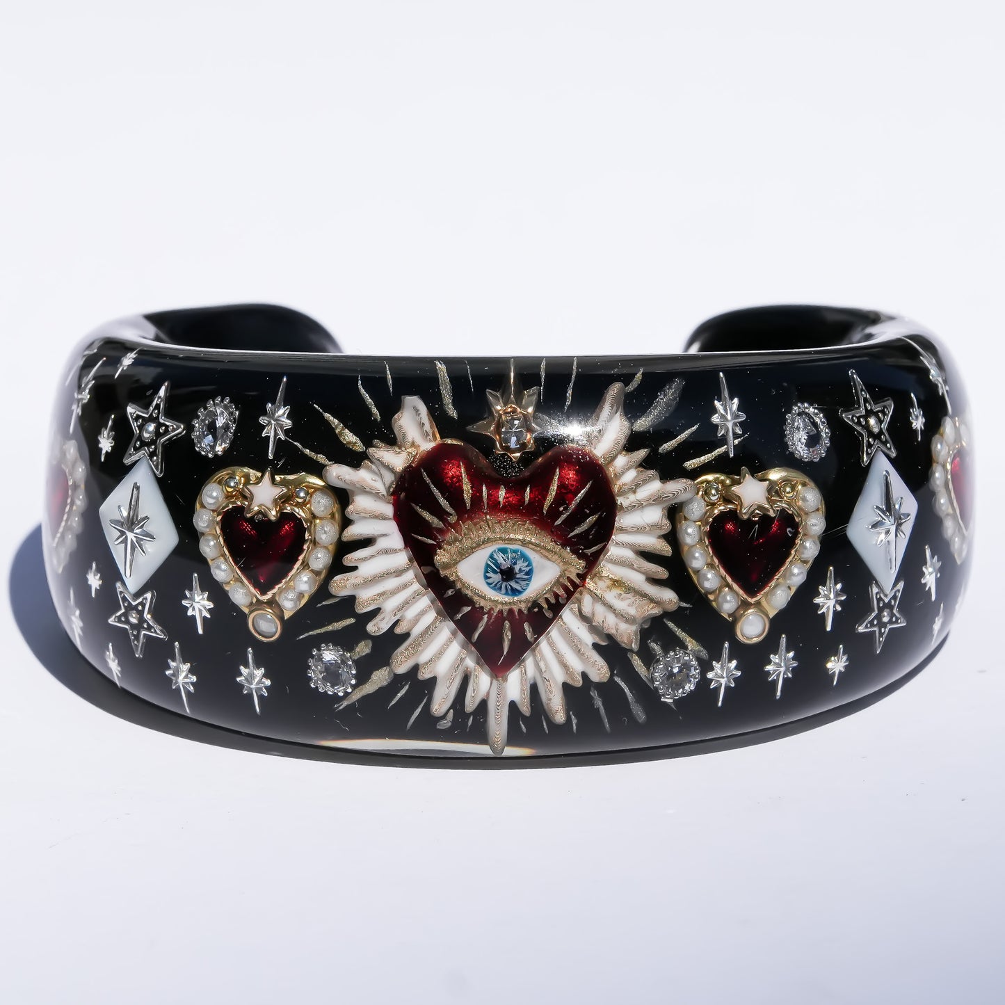 Sacred heart eye bracelet - Black×Red / Medium
