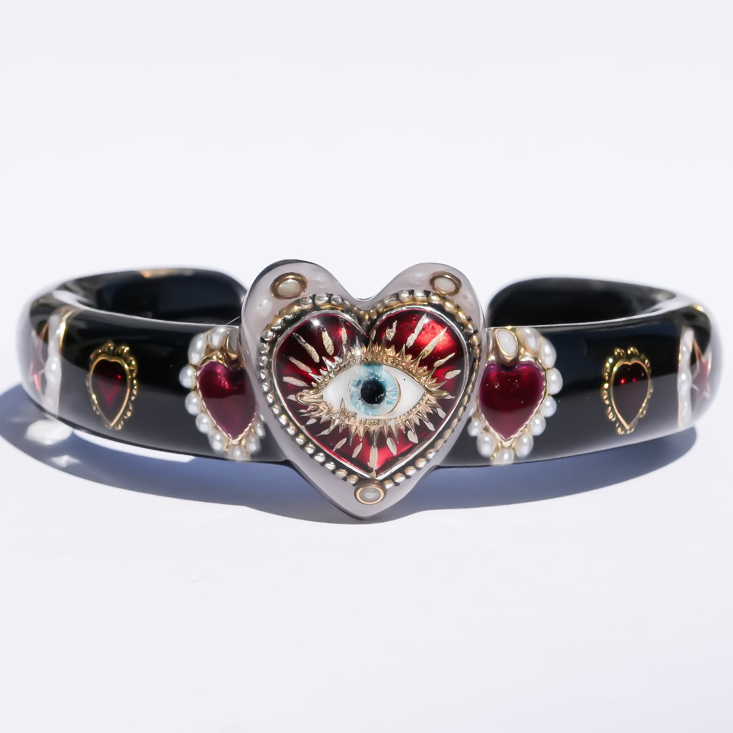Mystic eye heart bracelet - black × red