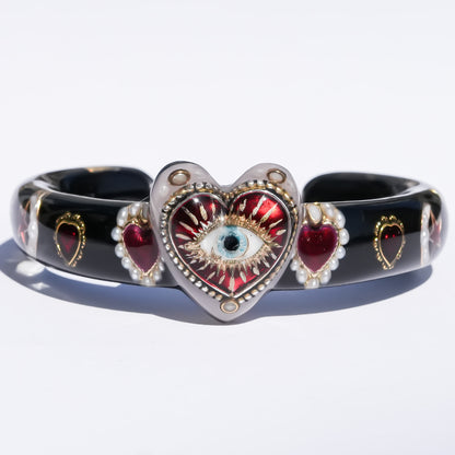 Mystic eye heart bracelet - black × red