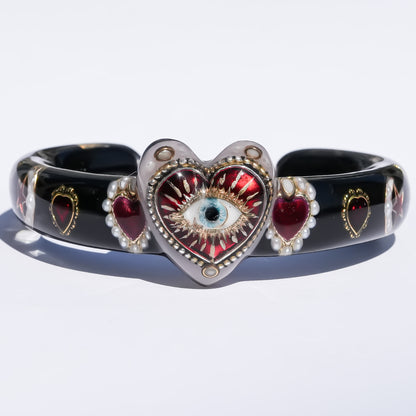 Mystic eye heart bracelet - black × red