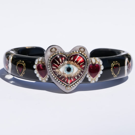 Mystic eye heart bracelet - black × red