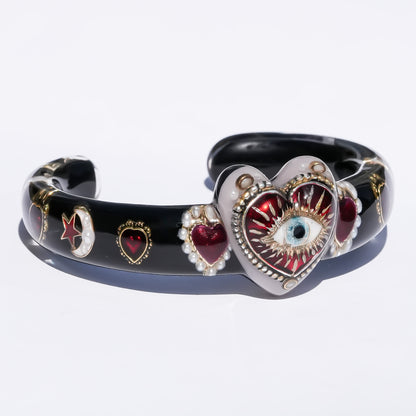 Mystic eye heart bracelet - black × red