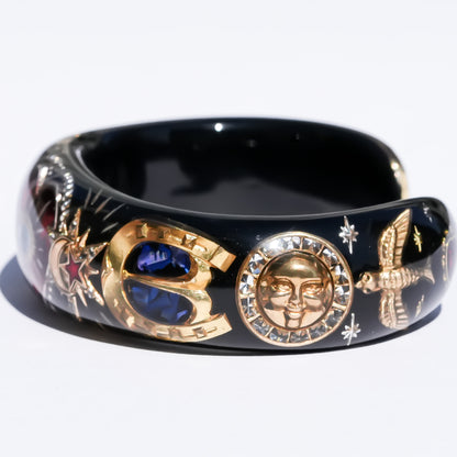 Heart of destiny bracelet with eye & horseshoe – Black×Red