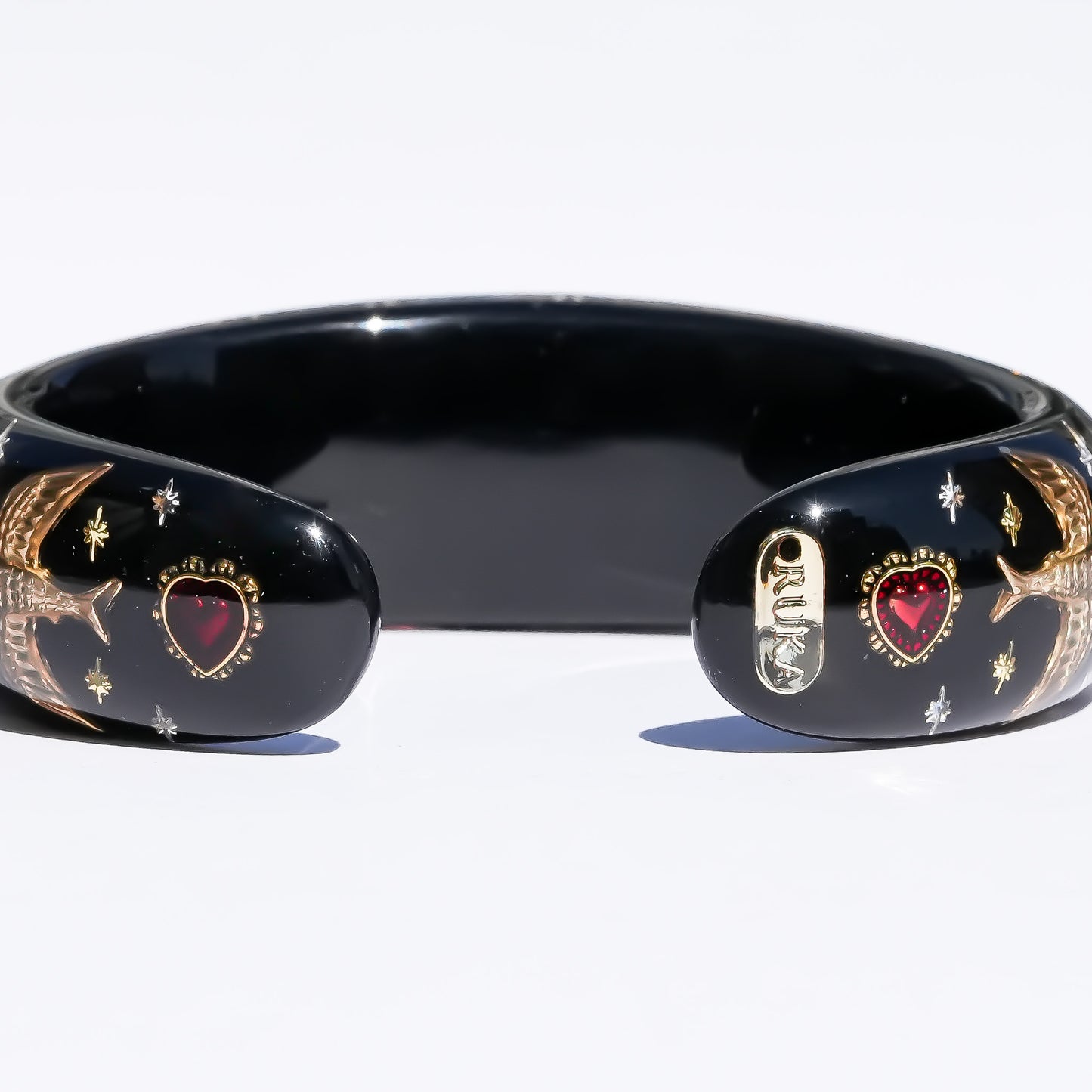 Heart of destiny bracelet with eye & horseshoe – Black×Red
