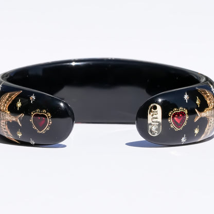 Heart of destiny bracelet with eye & horseshoe – Black×Red