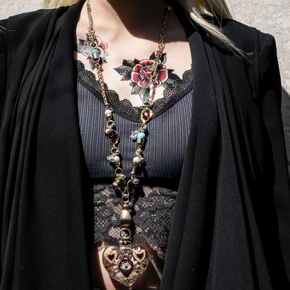 Sacred Heart Eye Necklace - Clear × Red Majesty / Large