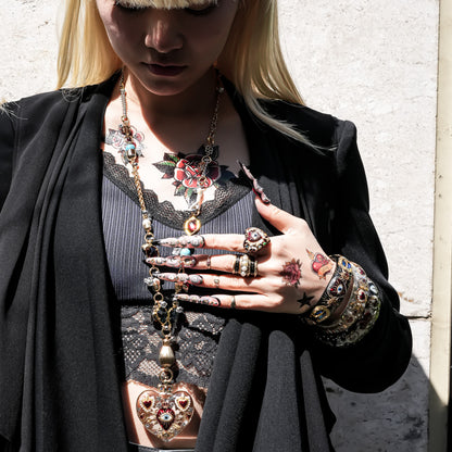 Sacred Heart Eye Necklace - Clear × Red Majesty / Large