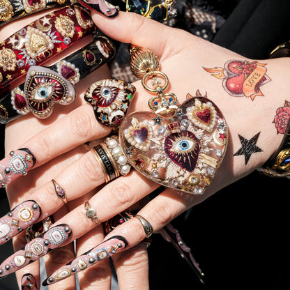 Sacred Heart Eye Necklace - Clear × Red Majesty / Large