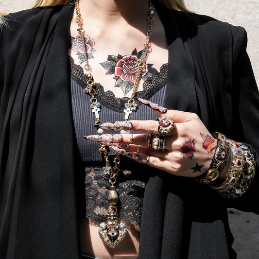 Sacred Heart Eye Necklace - Clear × Purple Mystic / Medium