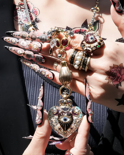 Sacred Heart Eye Necklace - Clear × Purple Mystic / Medium