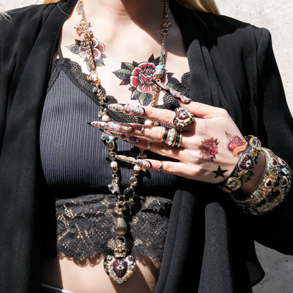 Sacred Heart Eye Necklace - Black × Purple Mystic / Medium