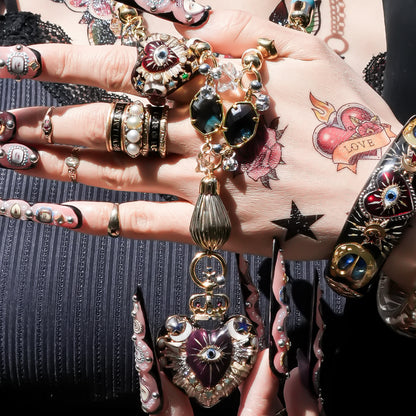 Sacred Heart Eye Necklace - Black × Purple Mystic / Medium