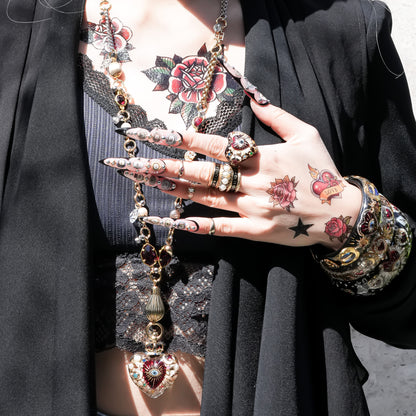 Sacred Heart Eye Necklace - Clear × Red × Rainbow / Medium