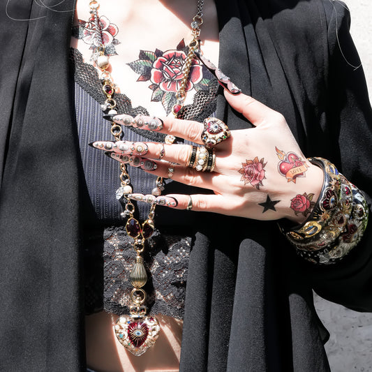 Sacred Heart Eye Necklace - Clear × Red × Rainbow / Medium