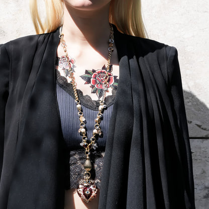 Sacred Heart Eye Necklace - Red × Red × Rainbow / Medium