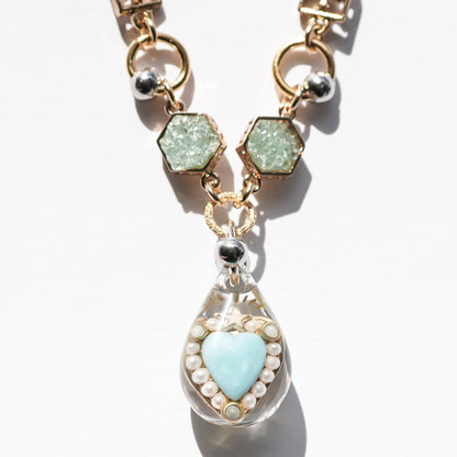 LOVE NECKLACE / DROP / CLEAR / TURQUOISE