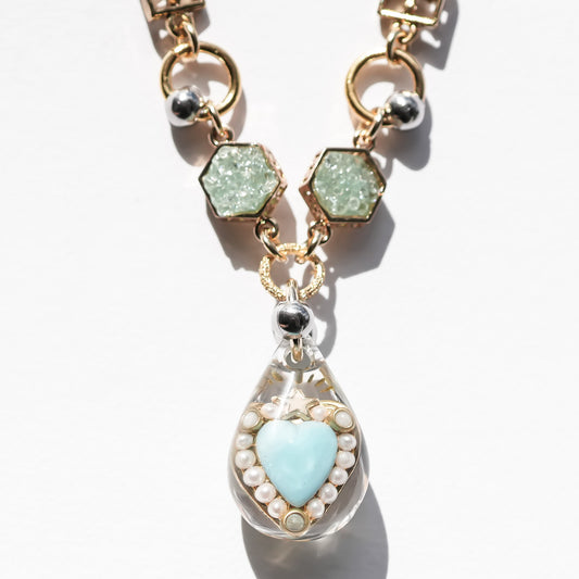LOVE NECKLACE / DROP / CLEAR / TURQUOISE