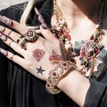 Celestial sacred heart bracelet – Clear×Red