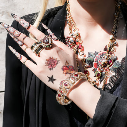 Celestial sacred heart bracelet – Clear×Red