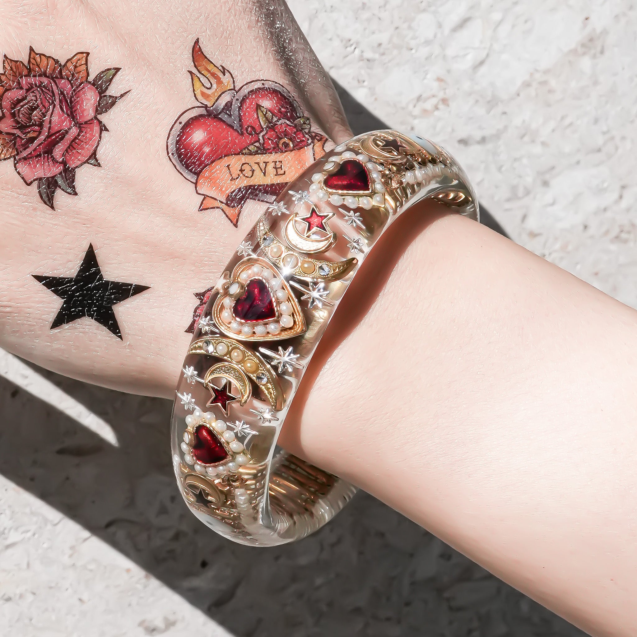 Celestial sacred heart bracelet – Clear×Red – RUKA