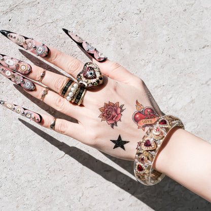 Celestial sacred heart bracelet – Clear×Red