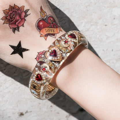Celestial sacred heart bracelet – Clear×Red