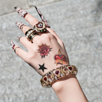 Celestial sacred heart bracelet – Clear×Red