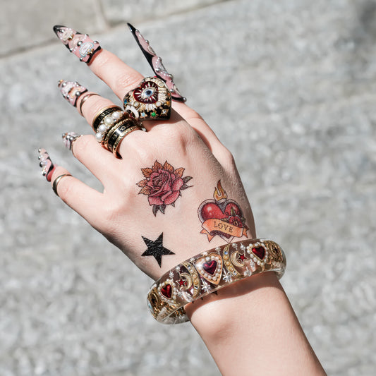 Celestial sacred heart bracelet – Clear×Red