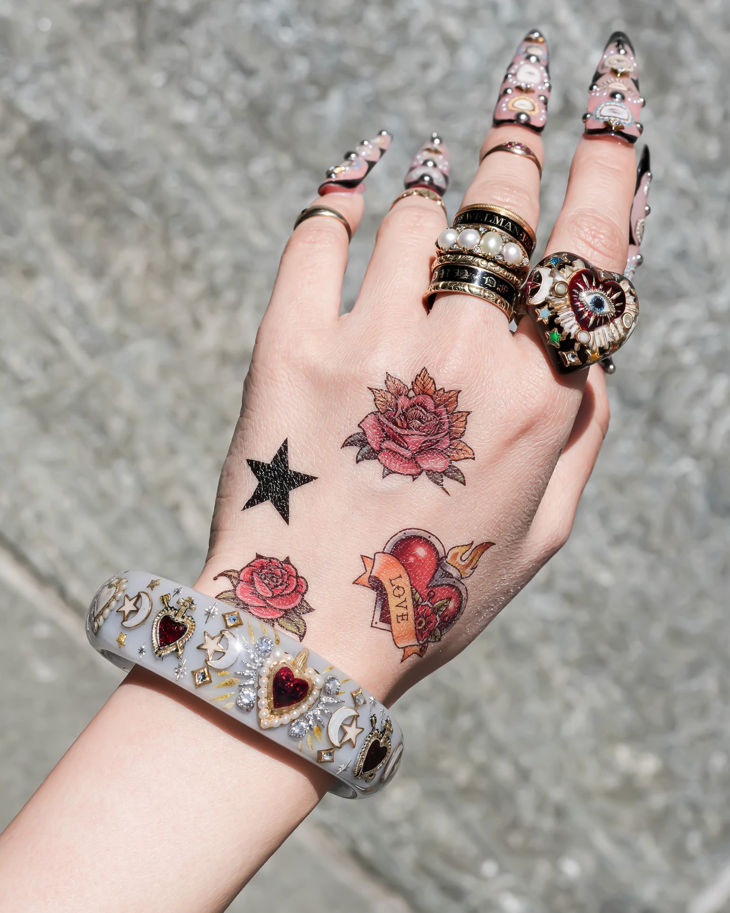 Sacred heart celestial bracelet - smoky white