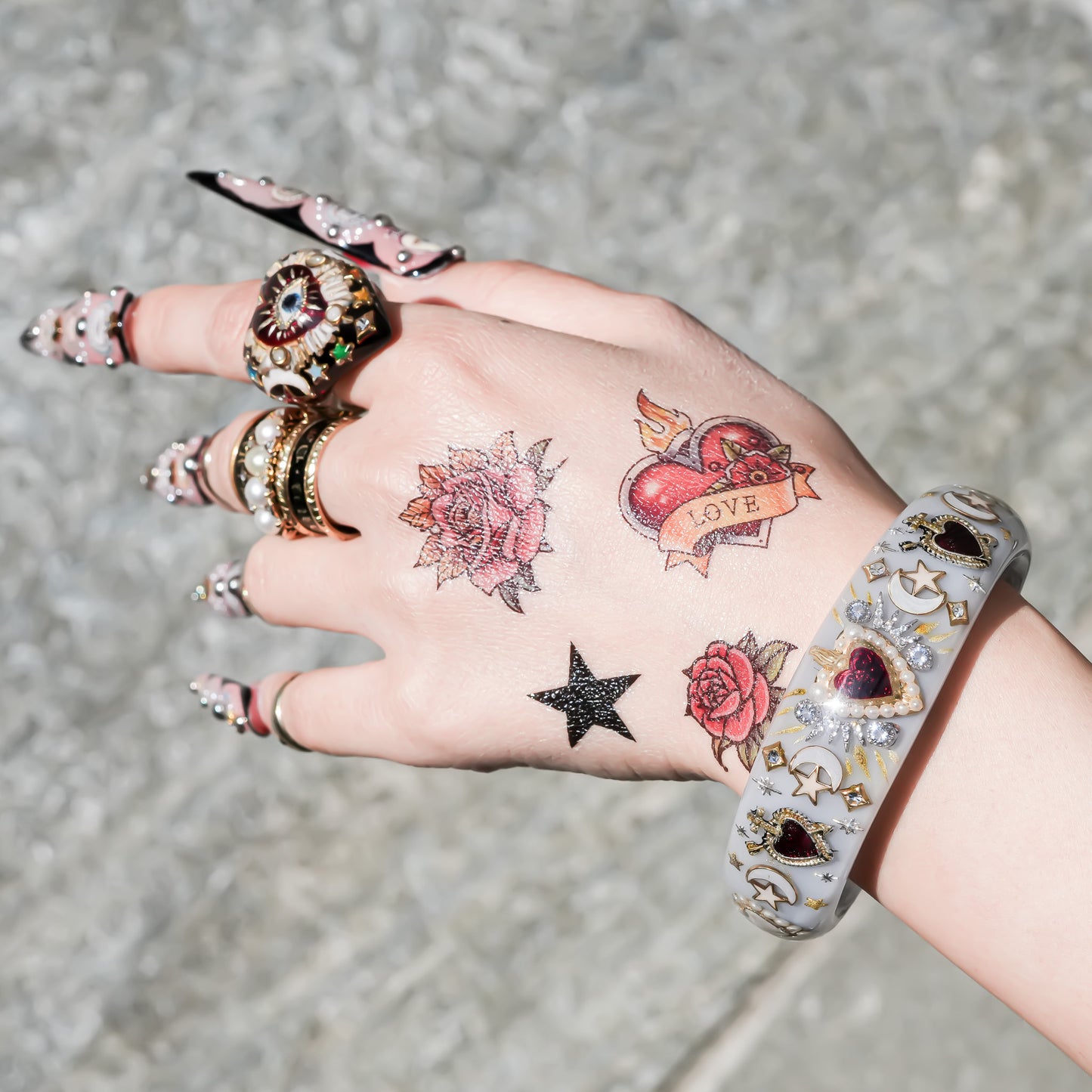 Sacred heart celestial bracelet - smoky white