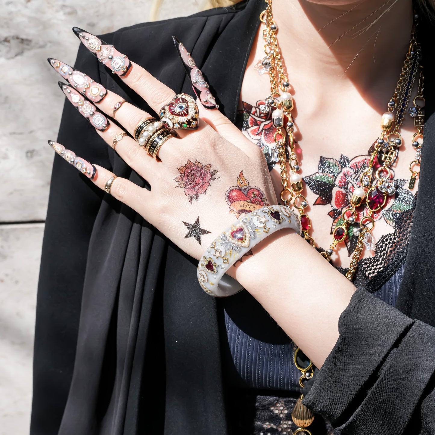 Sacred heart celestial bracelet - smoky white